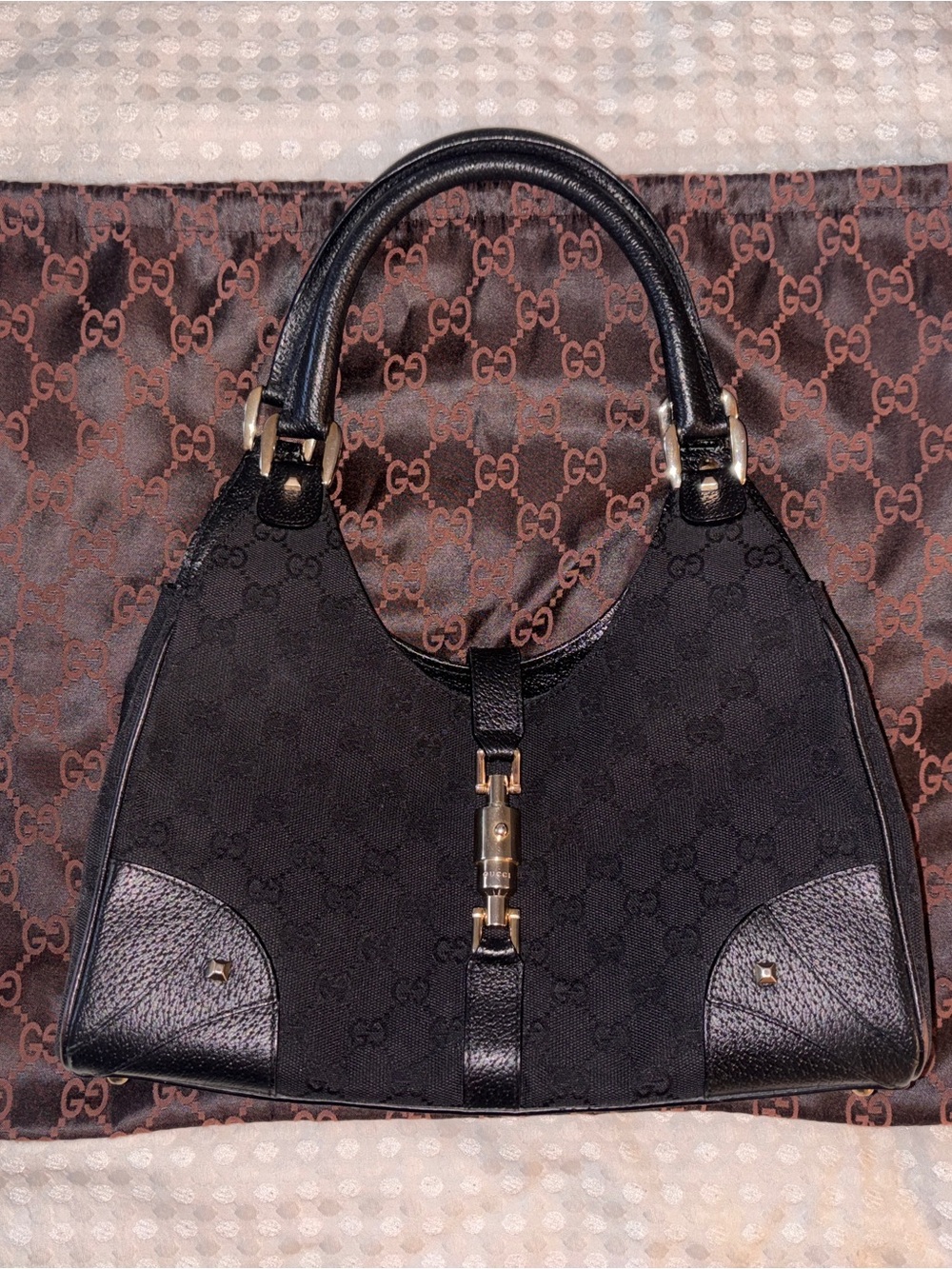 Gucci GG Jackie Nailhead Bardot Bag